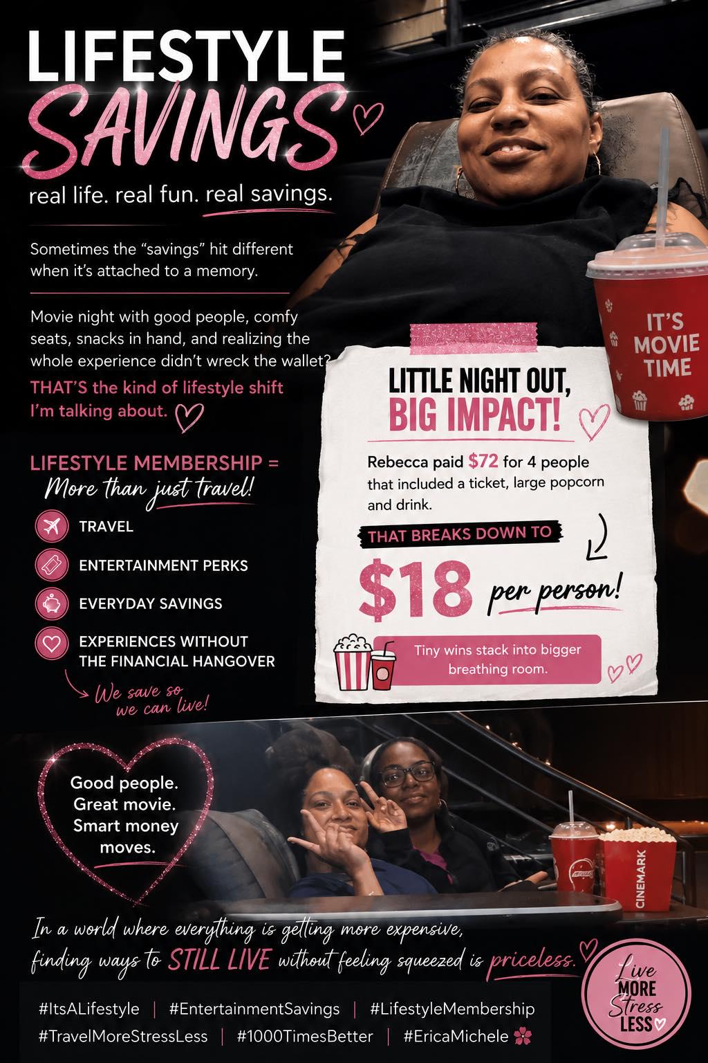 Lifestyle savings — movie night for $18 per person